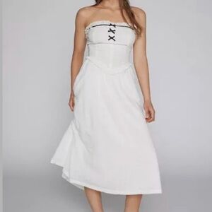 NWOT urban outfitters strapless white midi dress with eyelets